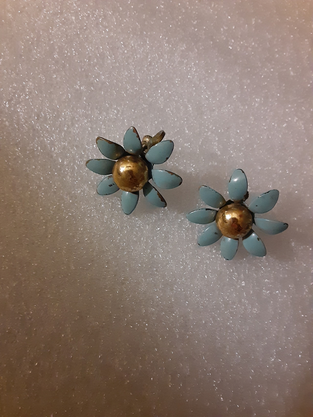 Turquoise Floral Daisy Stud Earrings with Gold Centers - Women Jewelry